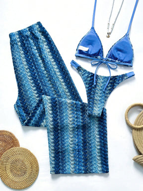 Conjunto Biquíni 3 Peças Tricô Elegante Ariela