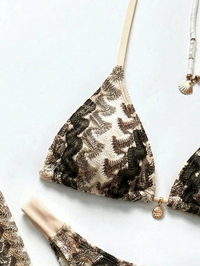 Conjunto Biquíni 3 Peças Tricô Elegante Ariela