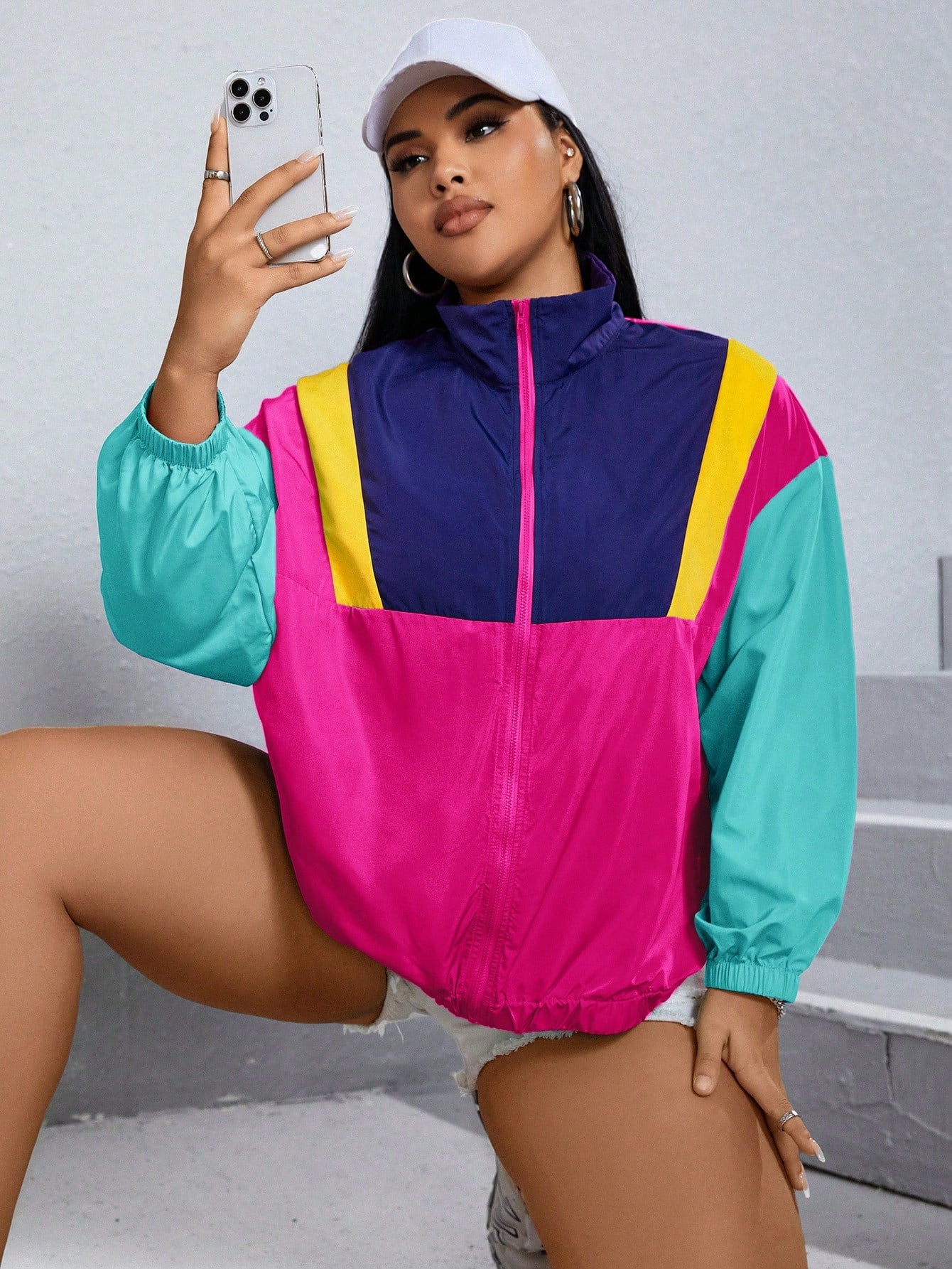 Corta-Vento Plus Size Zip Up