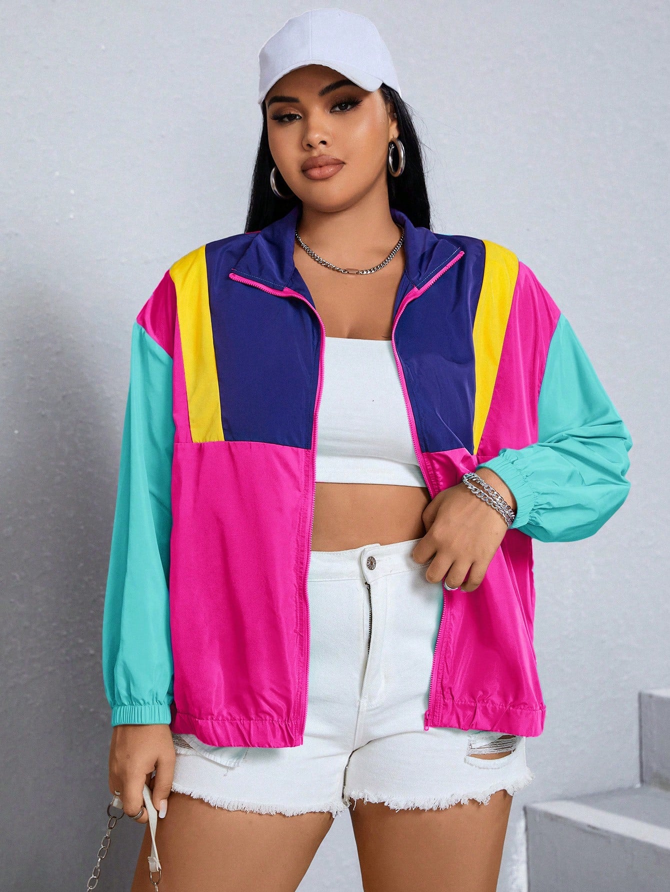 Corta-Vento Plus Size Zip Up