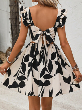 Vestido Gola Quadrada Elegante