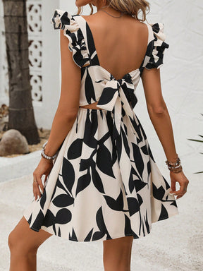 Vestido Gola Quadrada Elegante