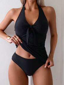 Tankini Halter com Amarração e Corte Triangular