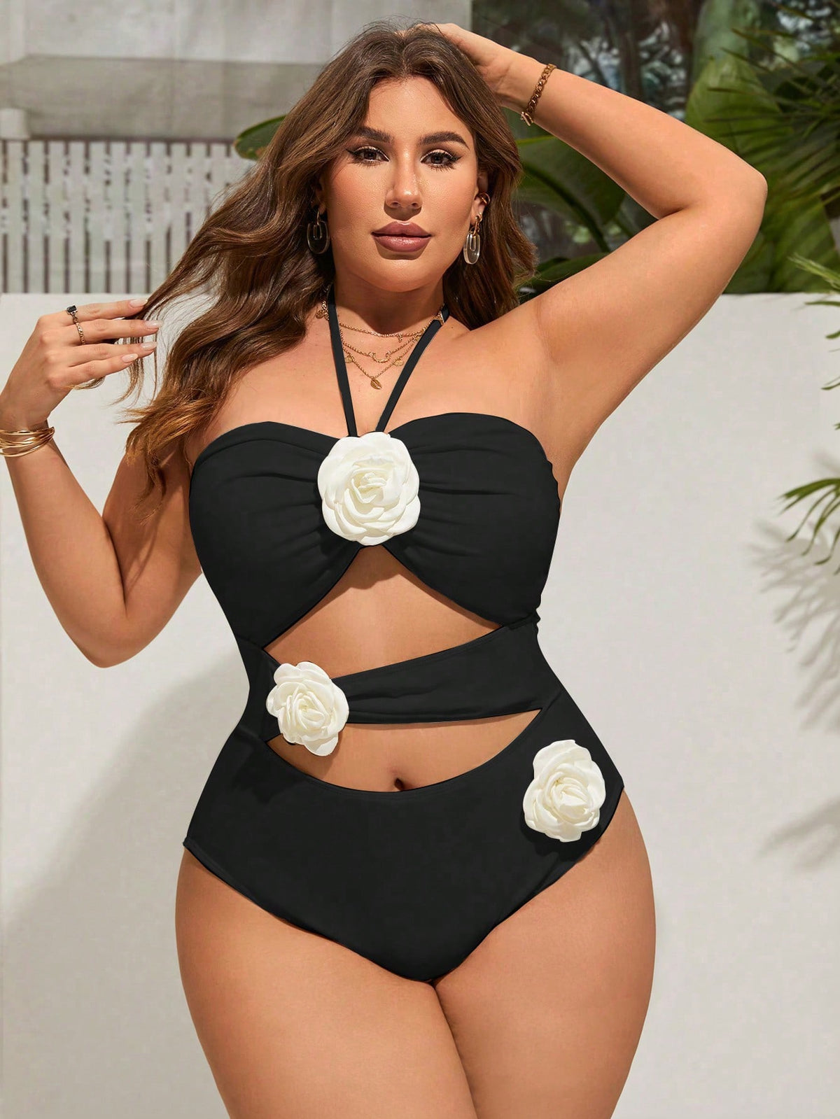 Maiô Plus Size Flor 3D Tauane