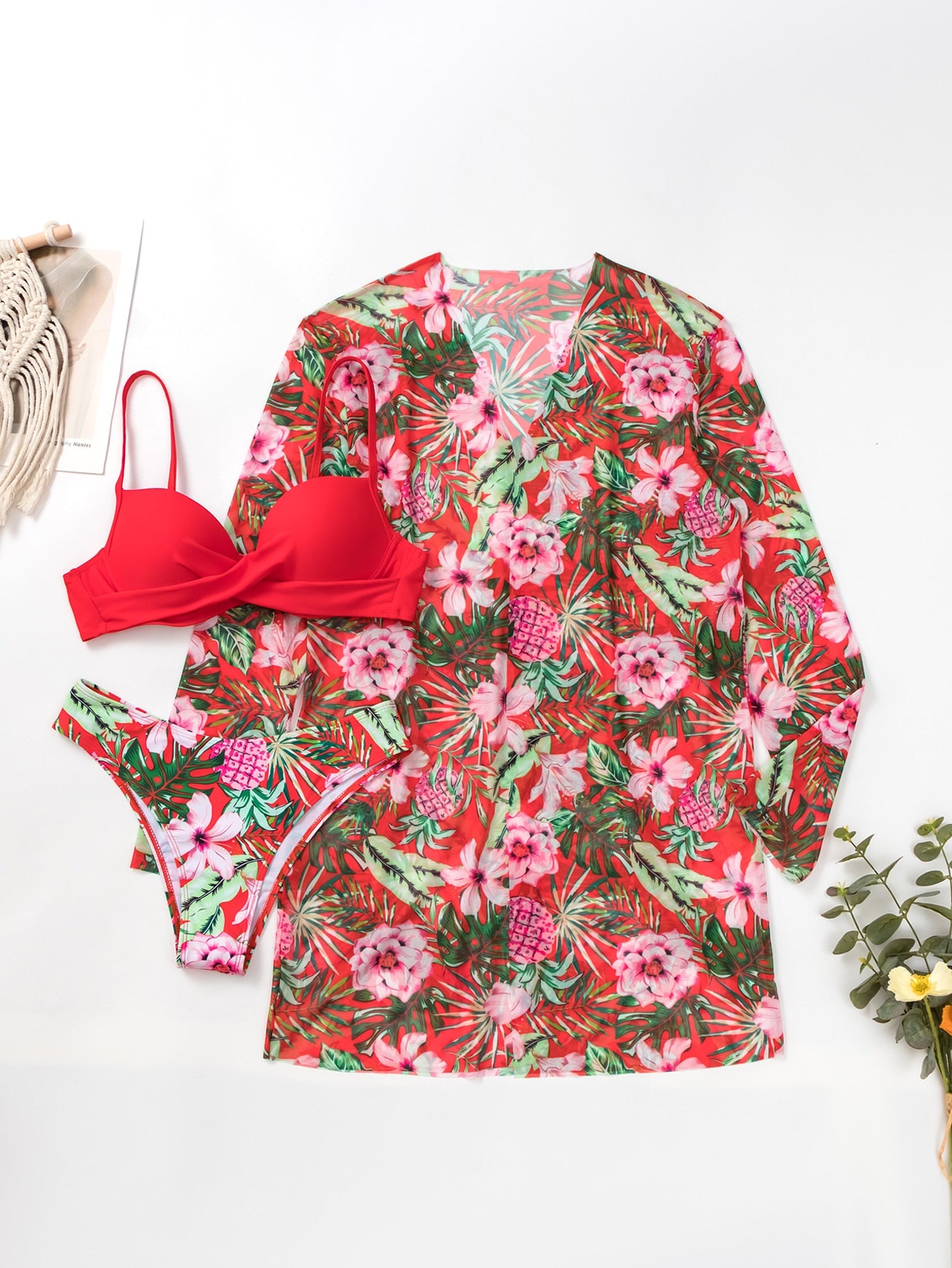 Conjunto Biquíni 3 Peças Fabi M Vermelho