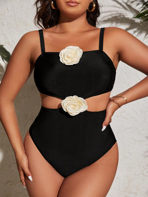 Maiô Plus Size Flor 3D Rúbia