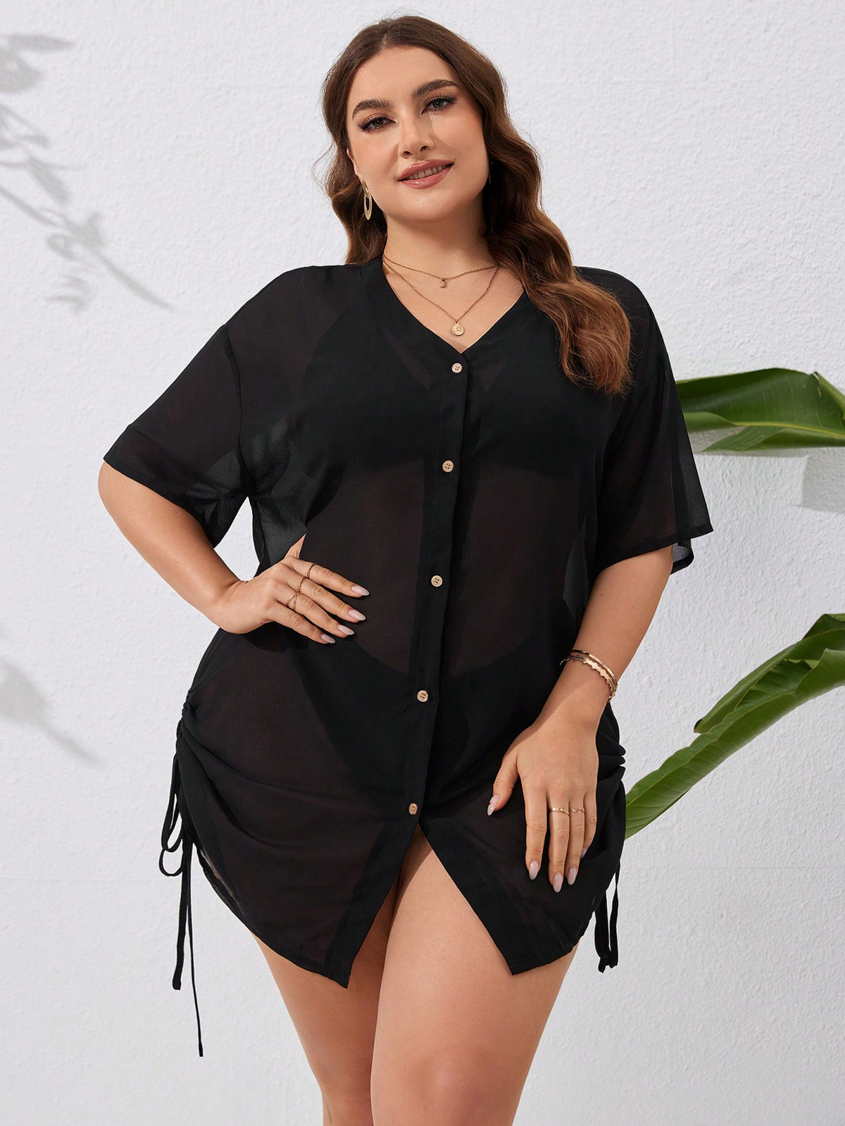 Saída de Praia Plus Size Camisa Helena