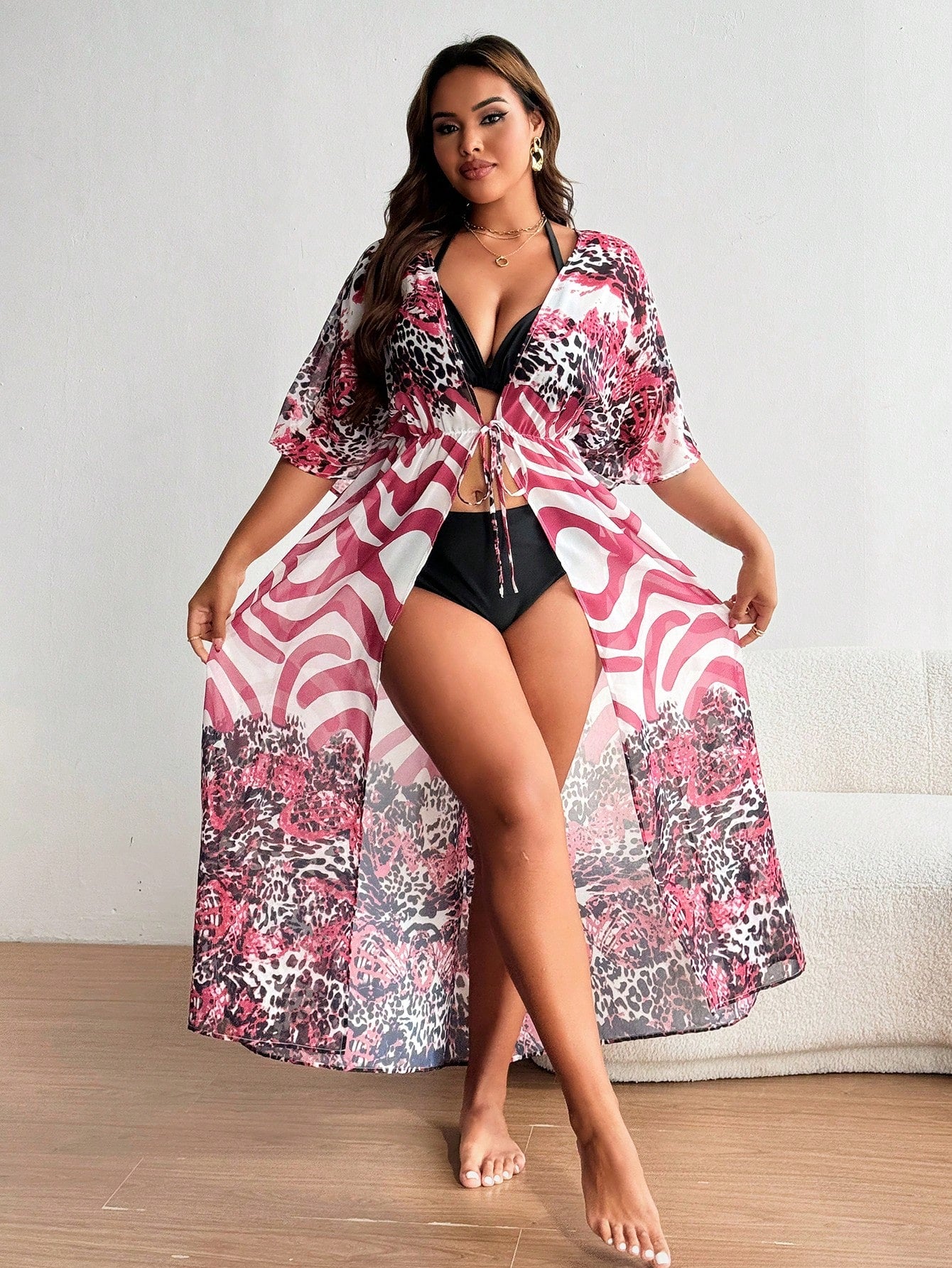 Saída de Praia Plus Size com Estampa Animal