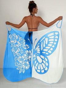 Saída de Praia com Estampa de Borboleta e Flores