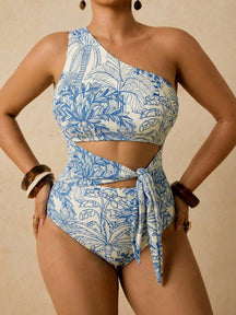 Maiô Elegante Plantas Plus Size